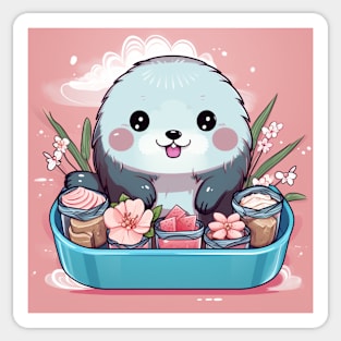 Kawaii Otter in sushi bento Japanese style Sticker